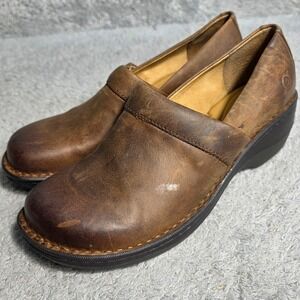 Born Toby Duo Clogs Brown Distressed Leather Slip On Comfort Shoes Women 8.5M